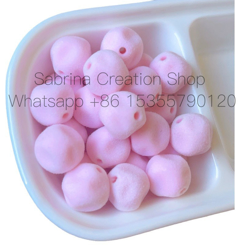 Macaron Color Series Autumn Winter Flocked Fig Beaded Bag Pendant Phone Chain DIY Handmade Accessories