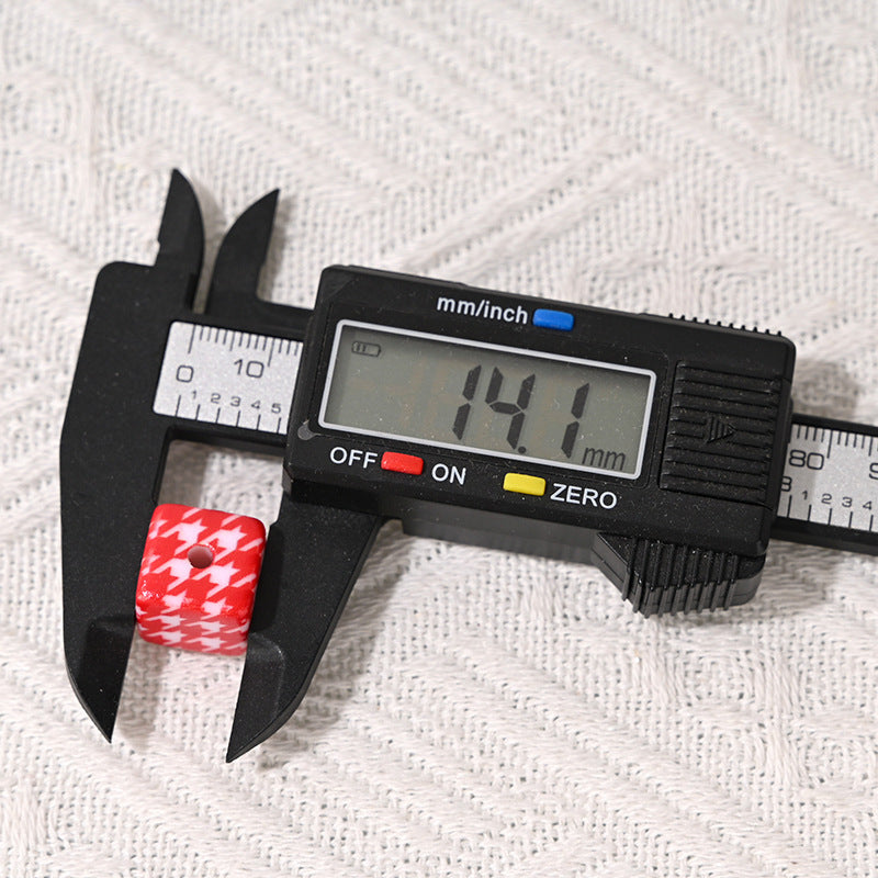 Versatile Acrylic Houndstooth 14mm Square Hole Beads DIY Phone Chain Bag Pendant Keychain Car Hanging Material