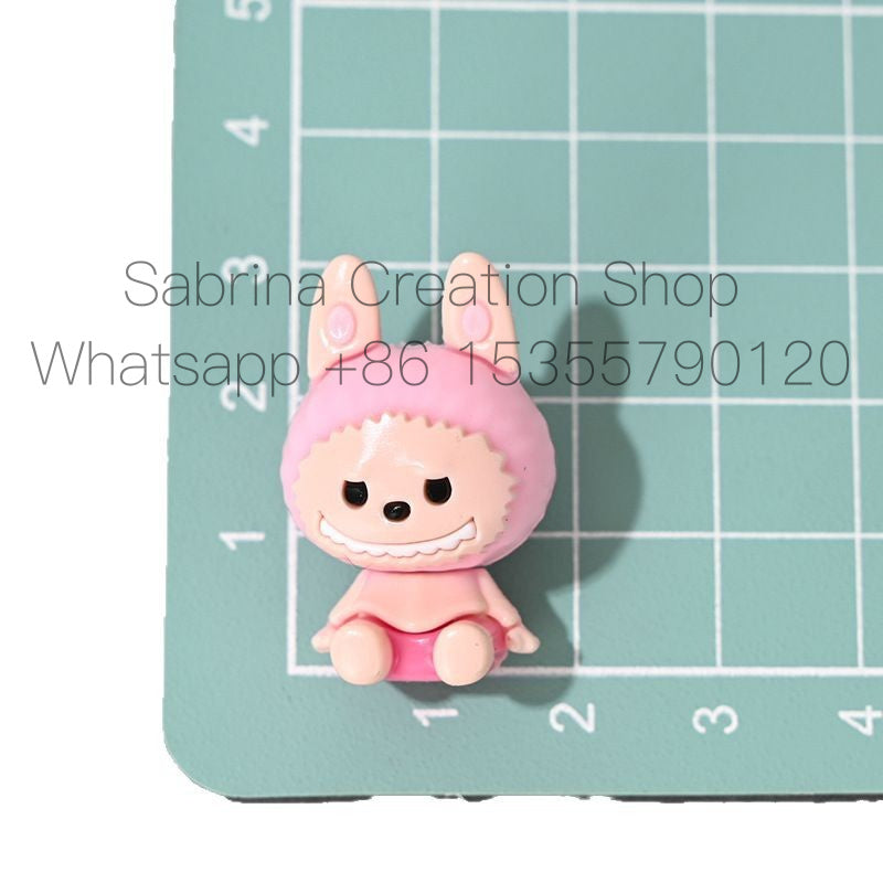 3D Cartoon Sitting Figure Rubber Beads with Holes Cute Rubber Beads DIY Phone Chain Accessories Loose Beads Bulk