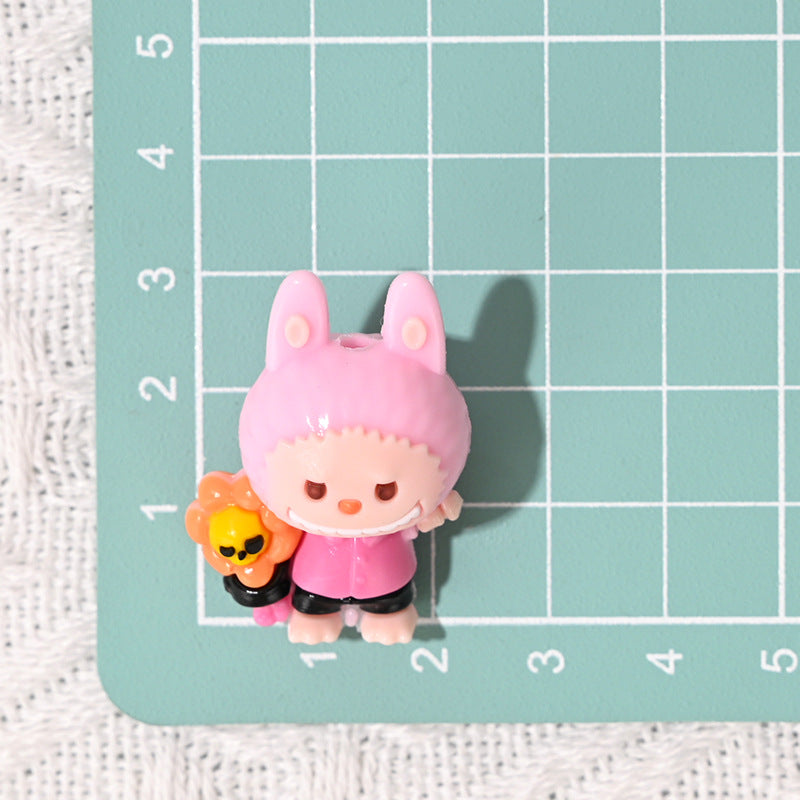 Cartoon Labubu Rubber Beads Cross Border Hot Sale Bead Pen Shoe Buckle DIY Phone Chain Accessory Wholesale