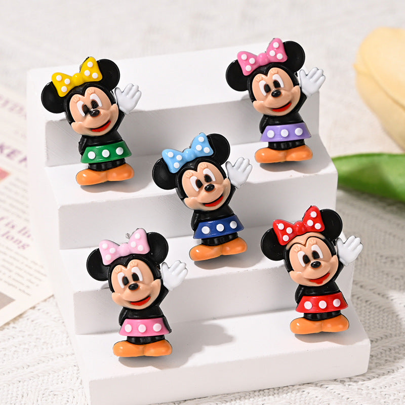 3D Dysney Minnie Rubber Beads DIY Phone Chain Accessories Beaded Pen Materials Through Hole Loose Beads Wholesale