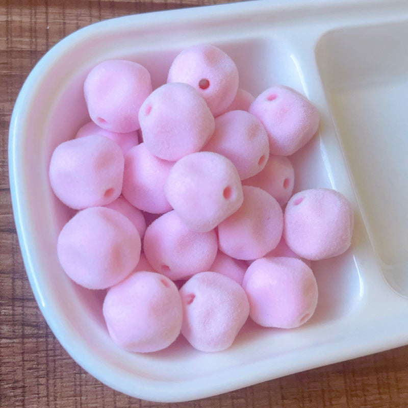 Macaron Color Series Autumn Winter Flocked Fig Beaded Bag Pendant Phone Chain DIY Handmade Accessories