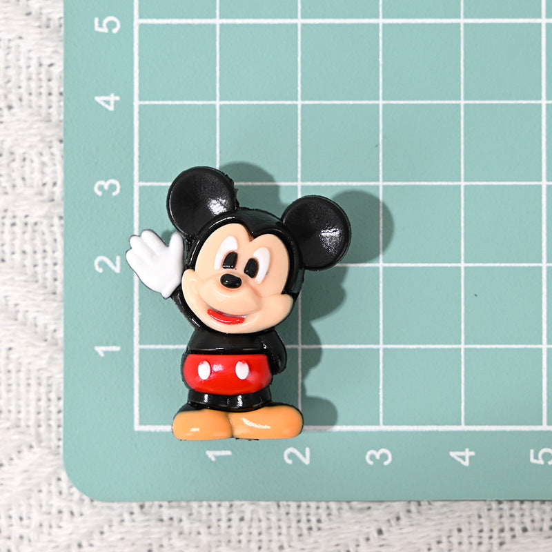 50pcs-Cartoon Mickey Minnie Rubber Beads DIY Phone Chain Accessories Craft Beads Pen Materials Through Hole Bulk