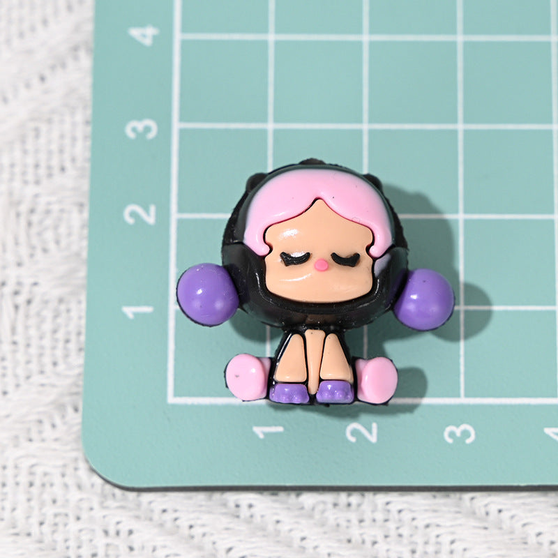 Cartoon Sitting Crying Baby Labubu with Hole Cute Rubber Beads DIY Phone Chain Accessories Soft Rubber Irregular Beads