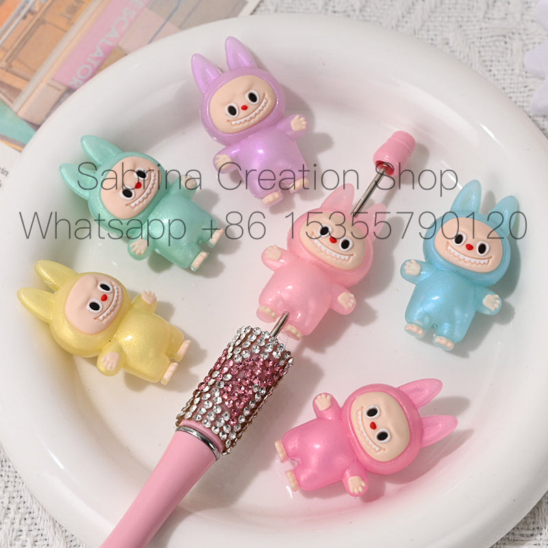 Standing Figure Rubber Beads DIY Phone Chain Accessories Handmade Beaded Keychain Cute Wholesale