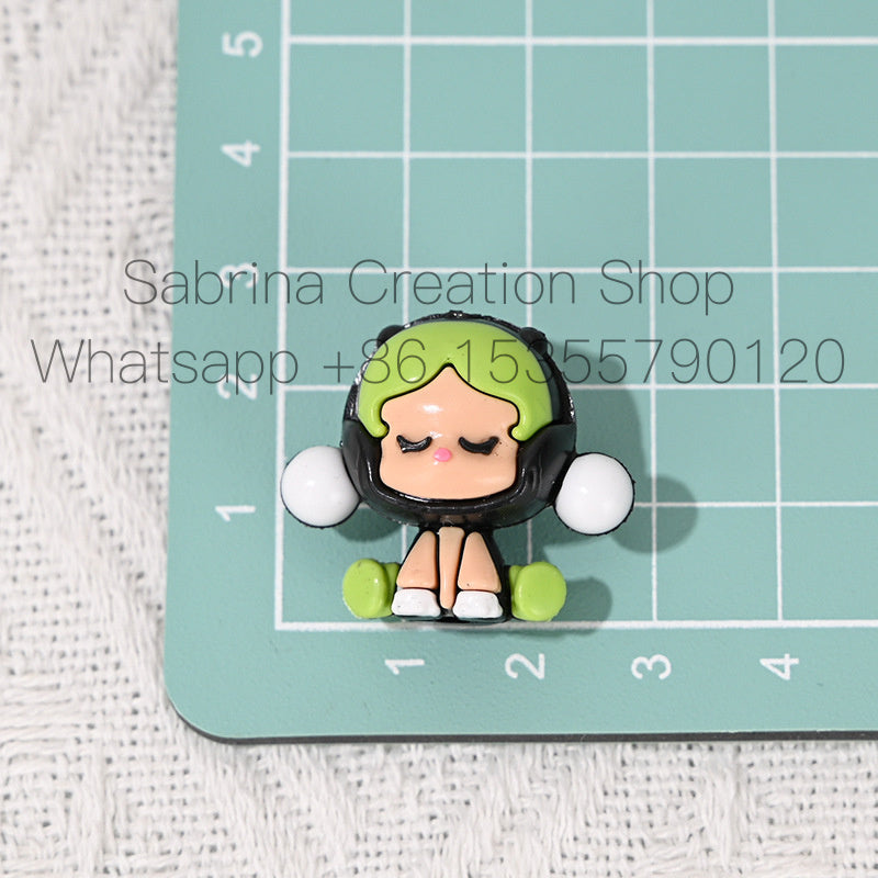 Perforated Cartoon SP Trendy Cute Rubber Beads DIY Phone Chain Accessories Beaded Pen Loose Beads Wholesale