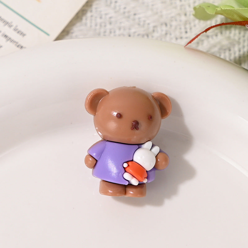 New Cartoon Soft Rubber 3D Bear Through-Hole Beads for DIY Phone Chain Keychain Bag Pendant Materials