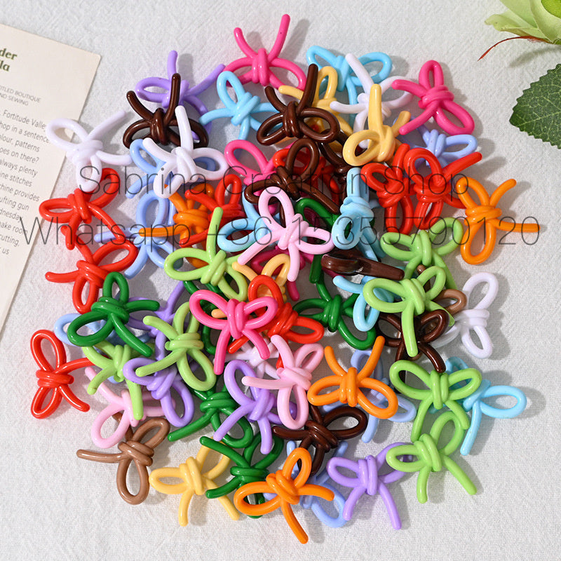 27mm Bowknot Acrylic Beads Through Hole Bow Tie DIY Phone Chain Accessories Beading Pen Materials Loose Beads
