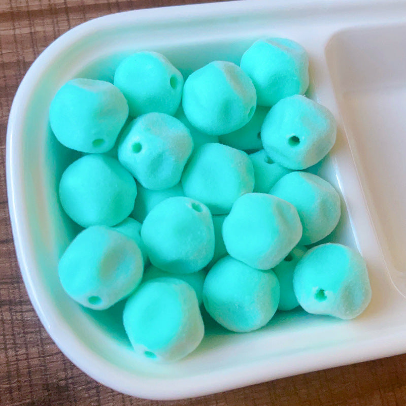 Macaron Color Series Autumn Winter Flocked Fig Beaded Bag Pendant Phone Chain DIY Handmade Accessories