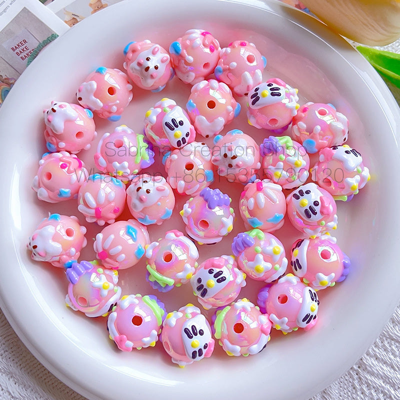 50pcs-Acrylic Heavy Hand Painted Cartoon Pig Cute Beads Car Hanger Mobile Chain DIY Accessory
