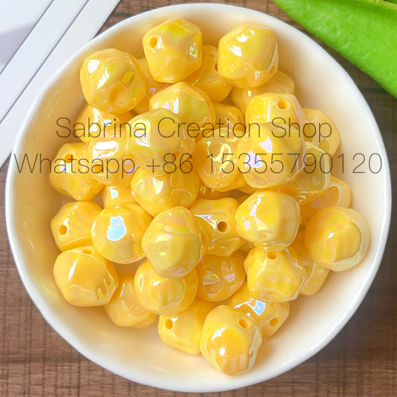 12mm Solid Color Plated AB Acrylic Fig Through Hole Loose Beads DIY Phone Chain Bracelet Handmade Beading Material Bulk