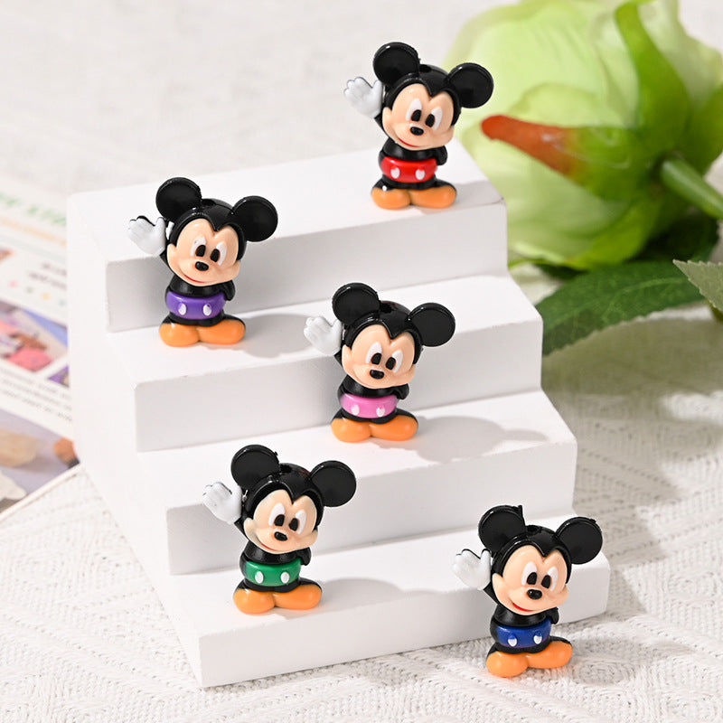 50pcs-Cartoon Mickey Minnie Rubber Beads DIY Phone Chain Accessories Craft Beads Pen Materials Through Hole Bulk