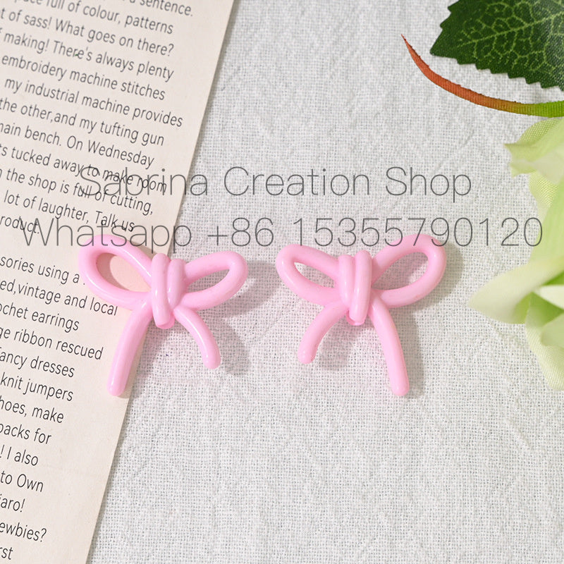 27mm Bowknot Acrylic Beads Through Hole Bow Tie DIY Phone Chain Accessories Beading Pen Materials Loose Beads