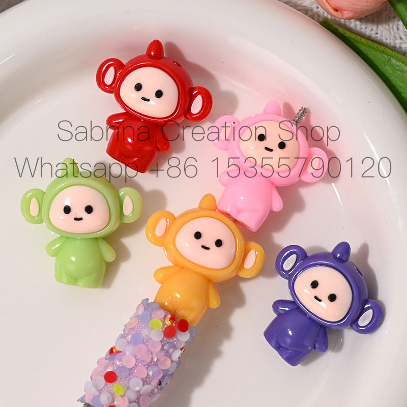 Cartoon Teletubbies Rubber Beads DIY Phone Chain Accessories Beads String Beads Handmade Necklace Accessories Wholesale