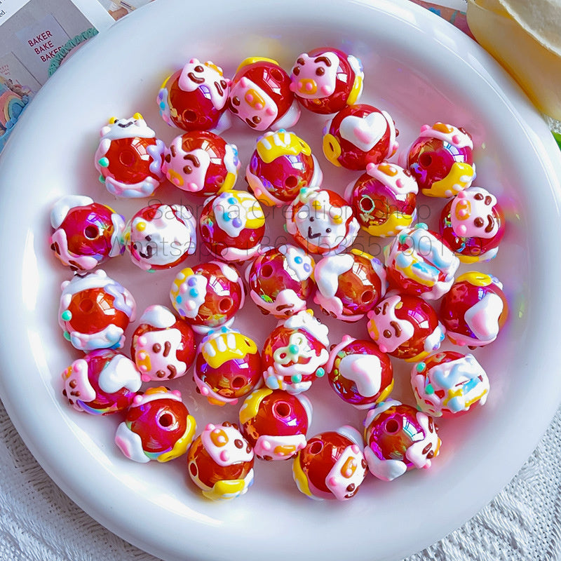 50pcs-Acrylic Heavy Hand Painted Cartoon Pig Cute Beads Car Hanger Mobile Chain DIY Accessory