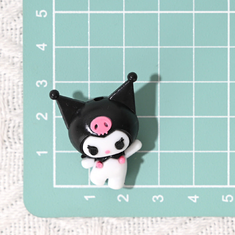 50pcs-Sanrio Kuromi Beads DIY Phone Chain Accessories Cute Scattered Beads for Stringing Pen Parts