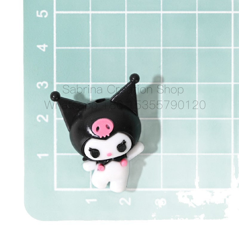 50pcs-Sanrio Kuromi Beads DIY Phone Chain Accessories Cute Scattered Beads for Stringing Pen Parts