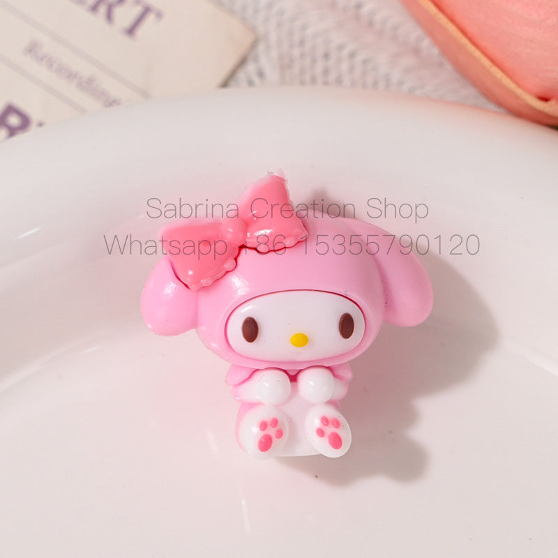 3D Melody Sanrio Through-Hole Rubber Beads DIY Phone Chain Accessories Beaded Pen Loose Beads Wholesale