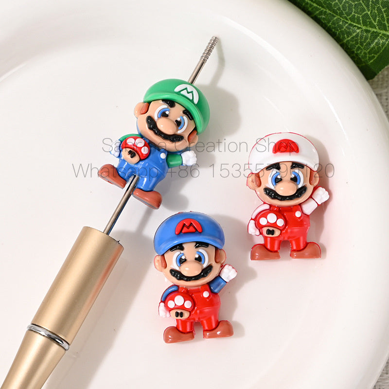 50pcs-Super Mario 3D Bead Hole Through Cute Beads for DIY Phone Charm Accessories Wholesale