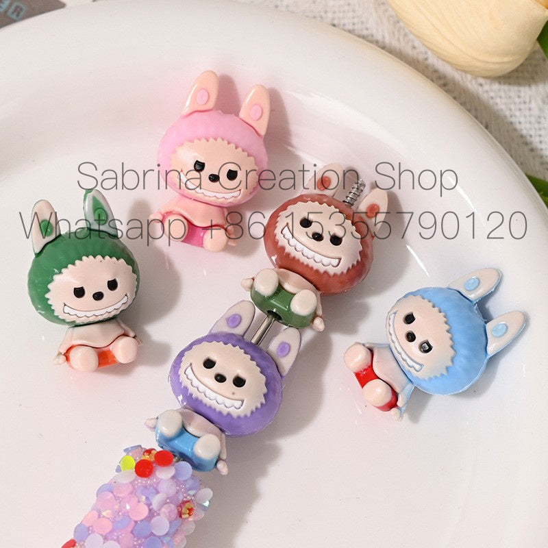 3D Cartoon Sitting Figure Rubber Beads with Holes Cute Rubber Beads DIY Phone Chain Accessories Loose Beads Bulk