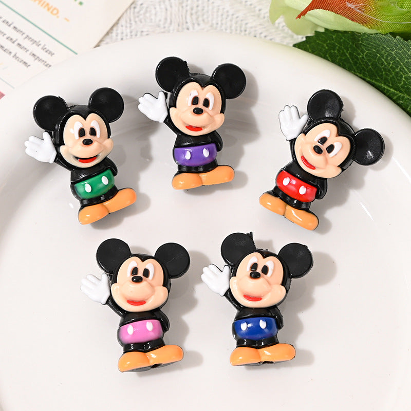 50pcs-Cartoon Mickey Minnie Rubber Beads DIY Phone Chain Accessories Craft Beads Pen Materials Through Hole Bulk