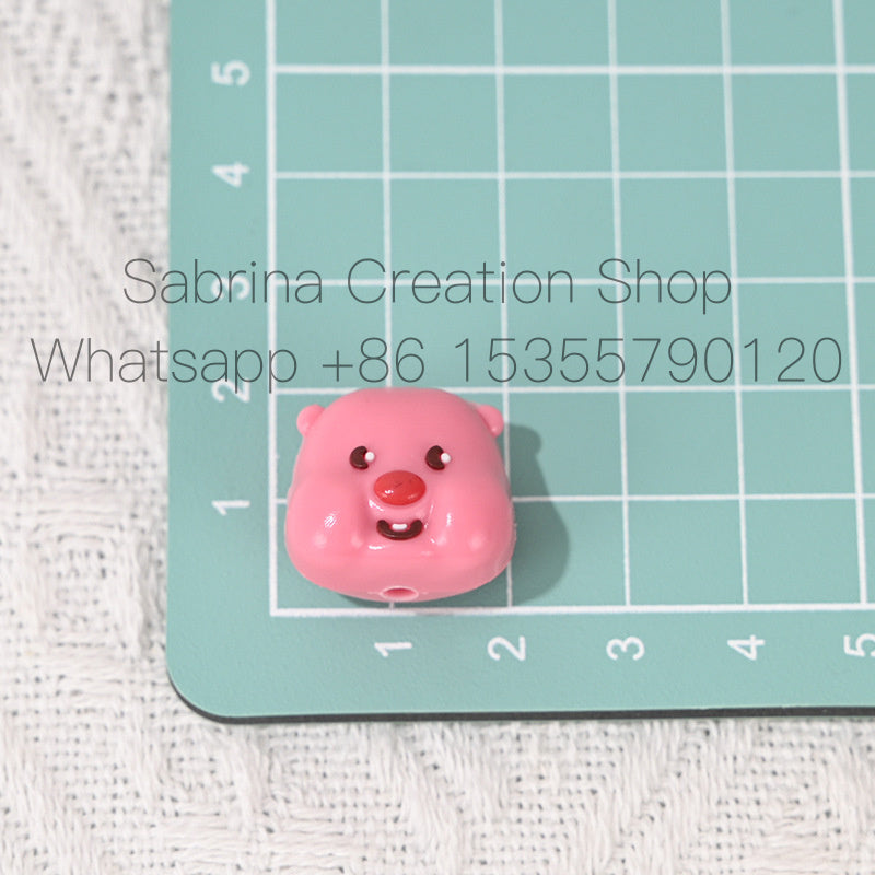 Perforated Cartoon Small Animal Soft Rubber Beads DIY Phone Chain Accessories Handmade Keychain Beads Pen Loose Beads
