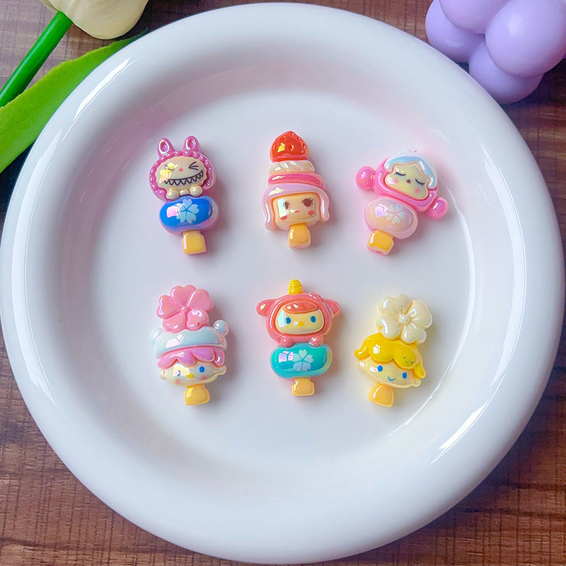 50pcs-Acrylic Heavy Hand Painted Cartoon Pig Cute Beads Car Hanger Mobile Chain DIY Accessory