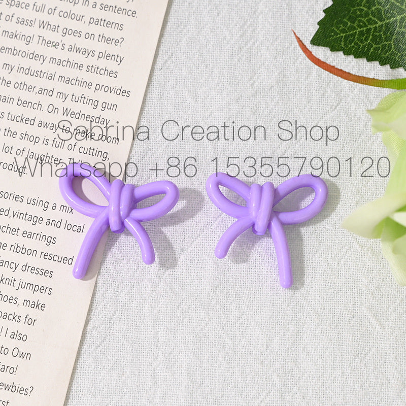 27mm Bowknot Acrylic Beads Through Hole Bow Tie DIY Phone Chain Accessories Beading Pen Materials Loose Beads