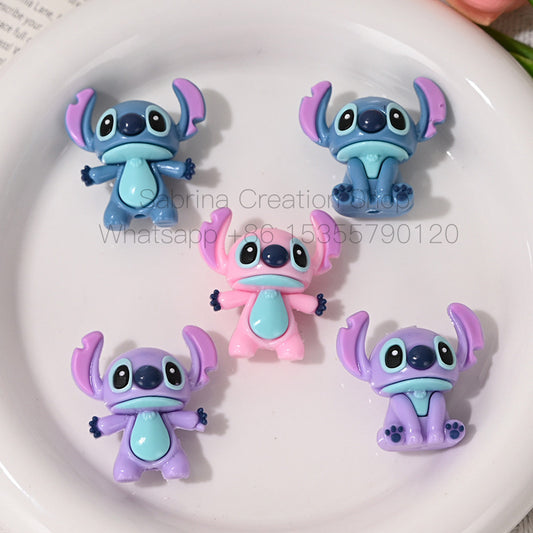 50pcs- 3D Stitch Hole-Punched 3D Cute Rubber Beads DIY Phone Chain Accessories Beaded Pen Accessories Wholesale