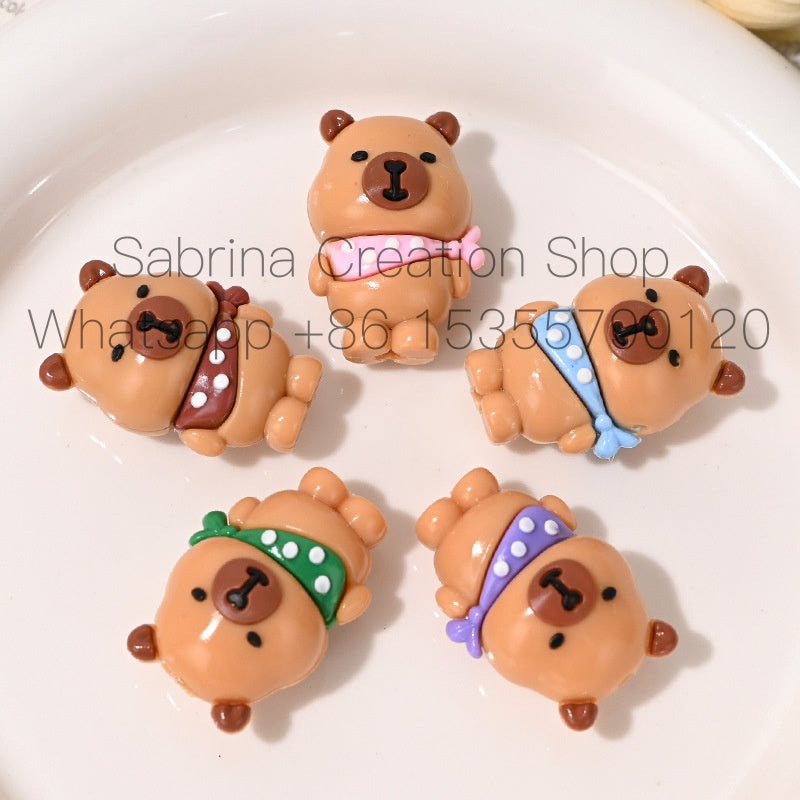 New Cartoon Beaded Cute Scarf Capybara Rubber Beads DIY Phone Chain Pen Accessories Wholesale