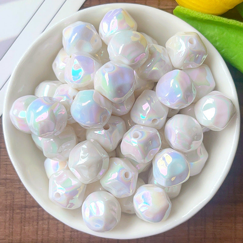 12mm Solid Color Plated AB Acrylic Fig Through Hole Loose Beads DIY Phone Chain Bracelet Handmade Beading Material Bulk