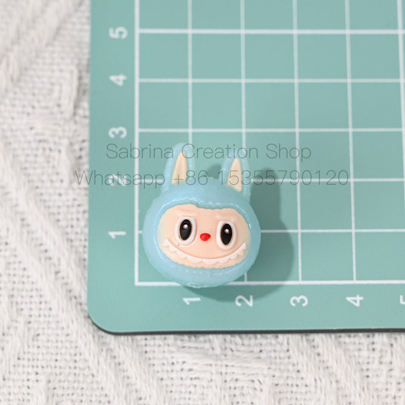 50pcs-New Soft Rubber Cartoon Labubu Head Straight Hole Beads DIY Phone Chain Accessories Children's Bracelet Beads Wholesale