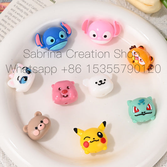 Perforated Cartoon Small Animal Soft Rubber Beads DIY Phone Chain Accessories Handmade Keychain Beads Pen Loose Beads