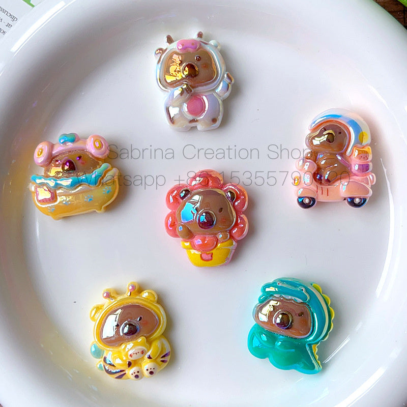 50pcs-Acrylic Heavy Hand Painted Cartoon Pig Cute Beads Car Hanger Mobile Chain DIY Accessory