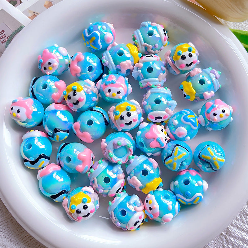 50pcs-Acrylic Heavy Hand Painted Cartoon Pig Cute Beads Car Hanger Mobile Chain DIY Accessory