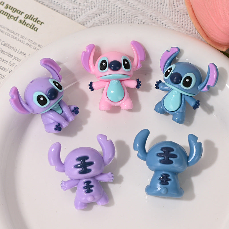 50pcs- 3D Stitch Hole-Punched 3D Cute Rubber Beads DIY Phone Chain Accessories Beaded Pen Accessories Wholesale