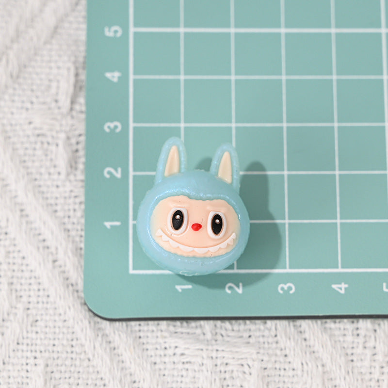 50pcs-New Soft Rubber Cartoon Labubu Head Straight Hole Beads DIY Phone Chain Accessories Children's Bracelet Beads Wholesale