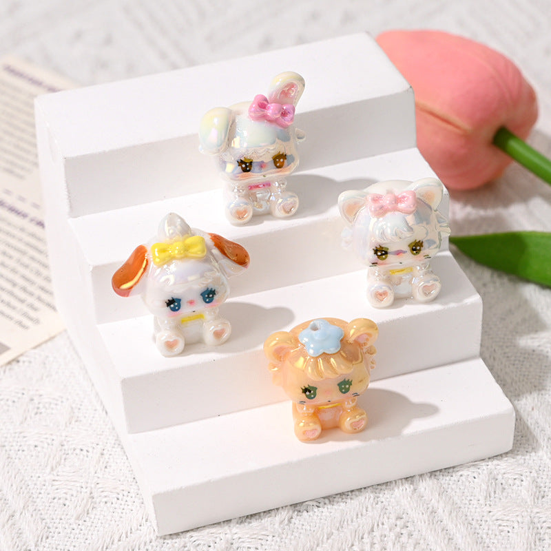 UV Plated Colorful 3D Strap Pants Cat DIY Phone Chain Accessories Beaded Pen Handmade Loose Beads Cute Wholesale