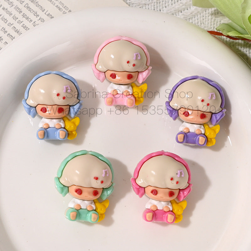 Cartoon Dimo Cute Bead Earphone Little Boy Rubber Bead DIY Phone Chain Accessories Beaded Pen Car Hanging Decoration