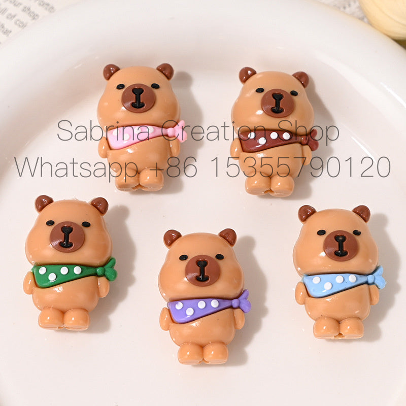 New Cartoon Beaded Cute Scarf Capybara Rubber Beads DIY Phone Chain Pen Accessories Wholesale