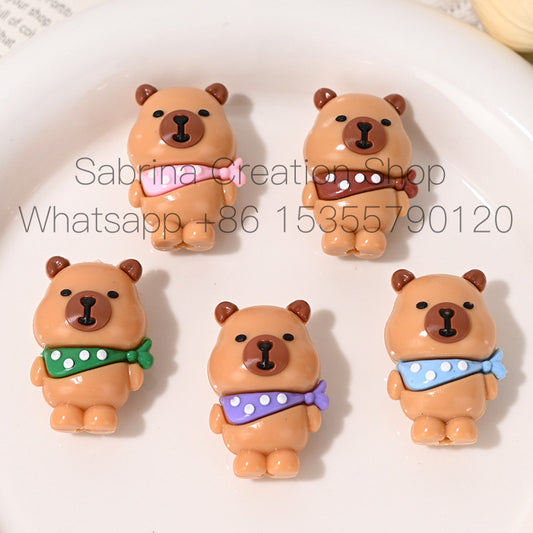 New Cartoon Beaded Cute Scarf Capybara Rubber Beads DIY Phone Chain Pen Accessories Wholesale