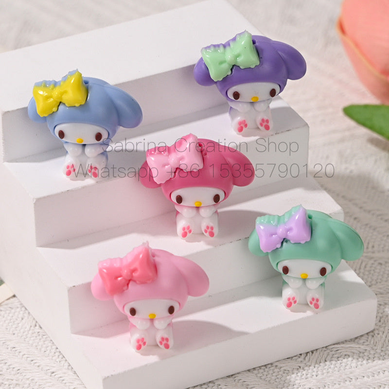 3D Melody Sanrio Through-Hole Rubber Beads DIY Phone Chain Accessories Beaded Pen Loose Beads Wholesale