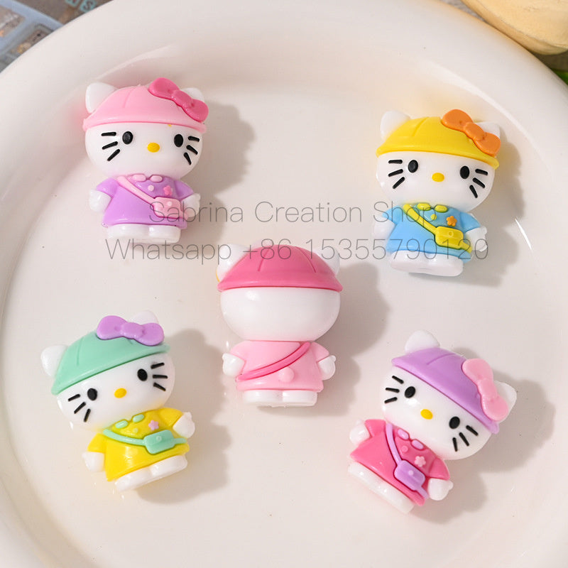 3D HK Beads Charms Dress-Up Diary KT Cat Rubber Beads with Holes Cute DIY Phone Chain Keychain Accessories Beaded Pen