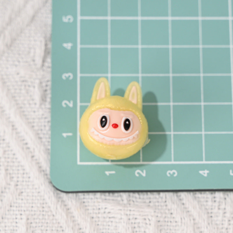 50pcs-New Soft Rubber Cartoon Labubu Head Straight Hole Beads DIY Phone Chain Accessories Children's Bracelet Beads Wholesale