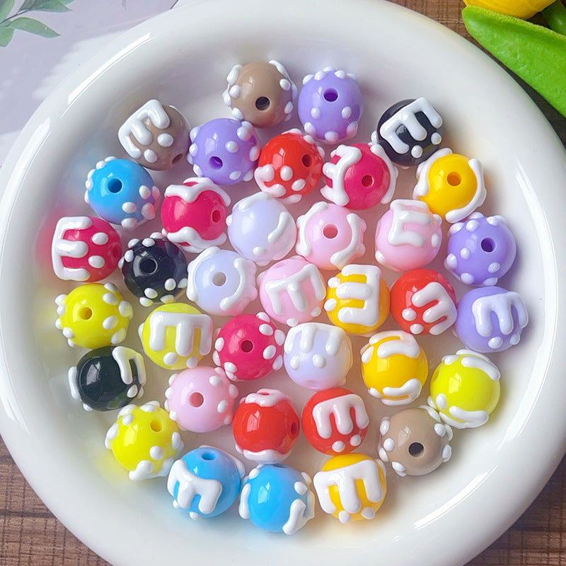 50pcs-Acrylic Heavy Hand Painted Cartoon Pig Cute Beads Car Hanger Mobile Chain DIY Accessory