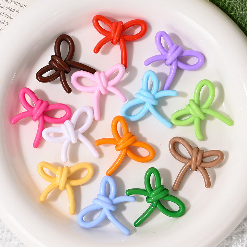 27mm Bowknot Acrylic Beads Through Hole Bow Tie DIY Phone Chain Accessories Beading Pen Materials Loose Beads