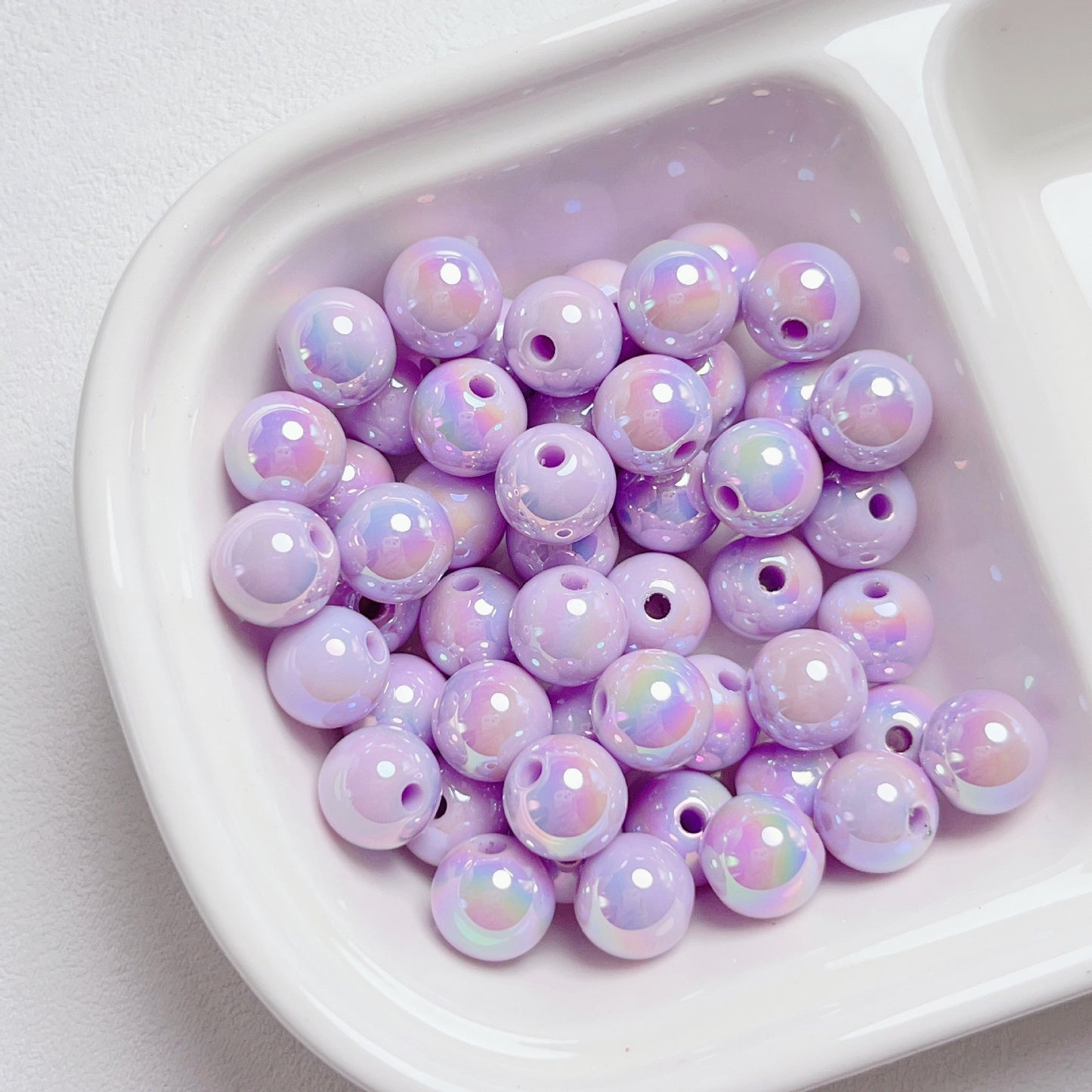 8-12mm Mabe Luminous Solid Color Straight Hole Round Beads DIY Phone Chain Necklace Beading Materials Jewelry Accessories