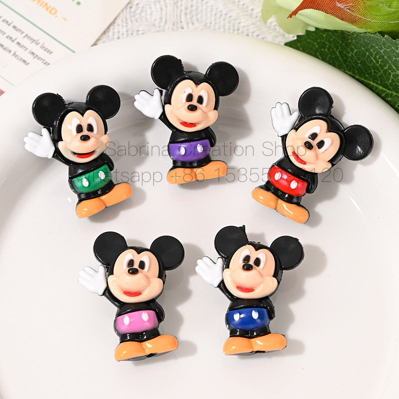 50pcs-Cartoon Mickey Minnie Rubber Beads DIY Phone Chain Accessories Craft Beads Pen Materials Through Hole Bulk
