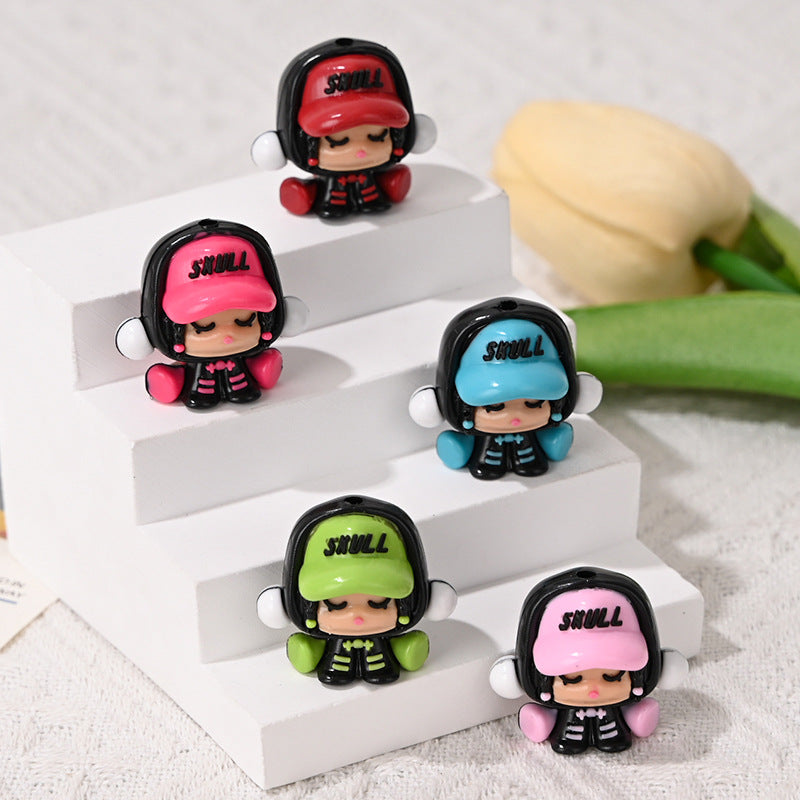 SP Rubber Beads Foam Matt 3D Cute Wanderer Series Hole Beads DIY Phone Chain Accessories Wholesale