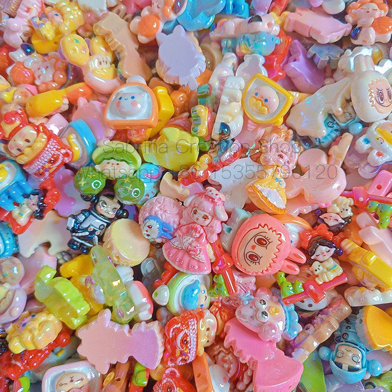50pcs- Cute Soft Rubber Beads Mixed DIY Phone Chain Accessories Keychain Silicone Material Wholesale